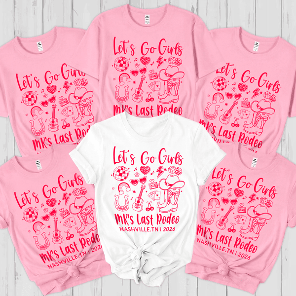 Personalised Multicolor Girls Party Graphic T-shirt with Text Venue and Year Bachelorette Party Birthday Friendship Gift for Women Girls