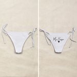 Personalized White Glitter Rhinestone Triangle Cup Bikini Swimsuit with Name Beach Vacation Honeymoons Gift for Bride