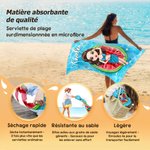 Serviette de plage surdimensionnée personnalisée avec nom et personnage - Sac à cordon - Cadeau d'anniversaire de plage pour les amis et famille