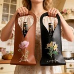Sac à vin en cuir PU avec initiales et nom Cadeau d'anniversaire de fête des mères pour les amateurs de vin