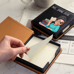 Personalised Cartoon Female Teacher PU Leather Classic Sticky Notepad Holder with Text Desk Organizer Back to School Gift for Teachers Educators