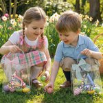 Sacchetto regalo personalizzato con nome e iniziali del coniglietto pasquale, bomboniere della festa della caccia all'uovo di Pasqua per bambini