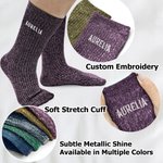 Personalisierte gestickten Namen Glitter Multicolor Mid-Calf Socken weichen täglichen Verschleiß Partei Geburtstag Geschenk für Frau