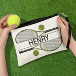 Personalised Tennis Theme Makeup Bag with Name and Wrist Strap Travel Essentials Birthday Gift for Tennis Lovers