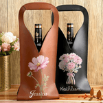 Sac à vin en cuir PU avec initiales et nom Cadeau d'anniversaire de fête des mères pour les amateurs de vin