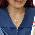 Personalised Cute Bear Graduation Necklace with Engraved Name and Birthstone Graduation Gift for Class of 2026 Graduates