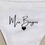 Personalized White Glitter Rhinestone Triangle Cup Bikini Swimsuit with Name Beach Vacation Honeymoons Gift for Bride