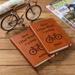 Cahier A5 personnalisé en cuir PU avec nom Cadeau d'anniversaire pour les passionnés de vélo