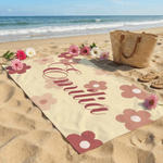 Personalisierte Multicolor Gänseblümchen schnell trocken überdimensioniert Mikrofaser Strandtuch mit Namen Urlaub Reisen wesentliche Geburtstagsgeschenk für Frau