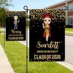 Personalised Cartoon Graduate Garden Flag with Text and Year Outdoor Yard Decor Graduation Gift for Graduates