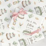 Personalized Mr & Mrs Waterproof Wrapping Paper with Family Name and Date Bridal Shower Wedding Anniversary Gift for Couple Bride Bridegroom
