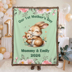 Personalized Cute Animal Name Soft Throw Blanket with Tassels and Year Home Decor Mother's Day Birthday Gift for Kid Mother