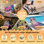 Personalisiertes Strandtuch mit Kokospalme und Cartoon-Figur | Name | schnelltrocknend | Übergröße | Party Geburtstag Geschenk für Familie Freunde