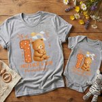 Personalised 1st Mother's Day Animal Mom Baby 100% Cotton T-shirt Baby Bodysuit Matching Outfit with Names and Year Mother's Day Gift for Baby Mom