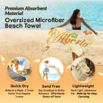 Personalisierte Multicolor Gänseblümchen schnell trocken überdimensioniert Mikrofaser Strandtuch mit Namen Urlaub Reisen wesentliche Geburtstagsgeschenk für Frau