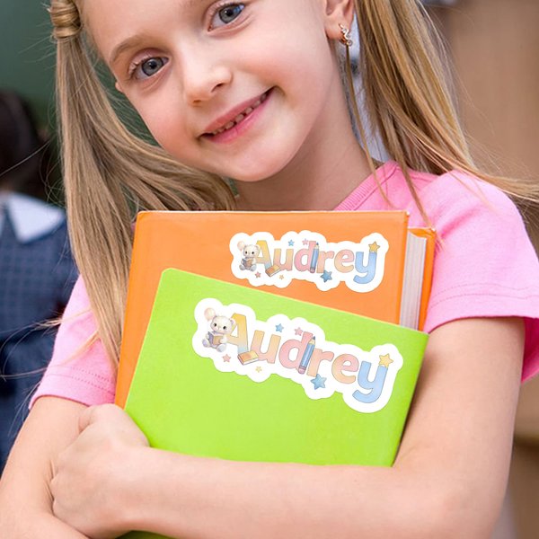 Personalisierte niedlichen Ballon Cartoon Tier Stern Aufkleber mit Namen zurück zu Schule Geburtstag Geschenk für Jungen Mädchen