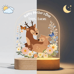 Luce notturna personalizzata in acrilico con nome e base in legno per la decorazione della stanza, regalo di compleanno per la mamma e per la festa della mamma.