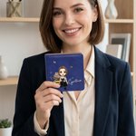 Personalised Cartoon Reading Character PU Leather Classic Sticky Notepad Holder with Name Desk Organizer Birthday Gift for Book Lovers Bookworms