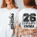 Personnalisé Class of 2026 Bow Tie Multicolore T-shirt unisexe doux Sweatshirt avec nom Daily Wear Graduation Gift for Graduates