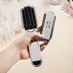 Personalized Stylish Floral Portable 2-In-1 Foldable Makeup Mirror Hair Brush with Initial Daily Use Mother's Day Birthday Gift for Women Girls