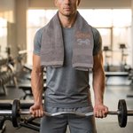 Personalized Barbell Outline 100% Cotton Gym Towel with Embroidered Name Daily Use Birthday Sport Gift for Fitness Enthusiast Weightlifter