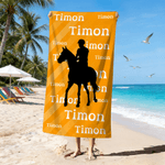 Personalized Horse Owner Silhouette Quick Dry Oversized Microfiber Beach Towel with Name Travel Essentials Beach Party Gift for Equestrian Horse Lover