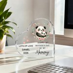 Placa acrílica personalizada Feliz 1er Día de la Madre con diseño animal y forma de corazón con nombre y año Decoración de habitación Regalo del Día de la Madre para mamá