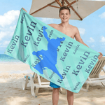 Personalized Horse Owner Silhouette Quick Dry Oversized Microfiber Beach Towel with Name Travel Essentials Beach Party Gift for Equestrian Horse Lover