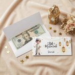 Personalizzato Eid Mubarak Cartoon Ramadan Kid Star Golden Luster Money Holder Cash Wallet con nome e busta Ramadan Eid Gift per ragazzi ragazze