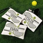 Personalised Tennis Theme Makeup Bag with Name and Wrist Strap Travel Essentials Birthday Gift for Tennis Lovers