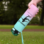 Silueta de figura deportiva personalizada Botella de agua de 32 oz a prueba de fugas con nombre y marcador de hora Accesorios deportivos Regalo de cumpleaños para aficionados al deporte