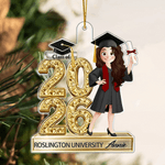 Personalized Cute Cartoon Character Acrylic Ornament with Name and Year Graduation Party Gift for Graduates
