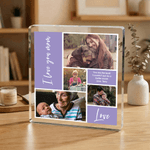 Personalisierte Multi-Color 4 Fotos Quadrat Acryl Plaque Desktop Ornament mit Titel und Text Muttertag Geburtstag Geschenk für Mama Familie