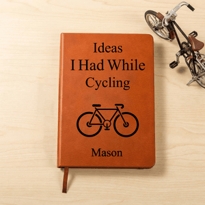 Personalized Bicycle A5 PU Leather Notebook with Name Daily Use Birthday Gift for Cycle Enthusiast