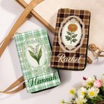 Personalisierte exquisite Vintage Plaid Geburt Blume Multi-Compartment PU Leder Brieftasche mit Namen Muttertag Geburtstag Geschenk für Mama Großmutter