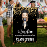 Personalised Cartoon Graduate Garden Flag with Text and Year Outdoor Yard Decor Graduation Gift for Graduates