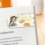 Personalized Cute Cartoon Reading Girl Ruler Design Magnetic Bookmark Clip with Name Birthday Back to School Gift for Kids Bookworms