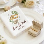 Personalized Embroidered-Look Wedding Ring 100% Cotton Napkin with Name and Date Table Decoration Wedding Bridal Shower Gift for Bride