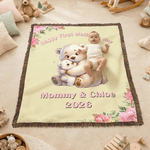 Personalized Cute Animal Name Soft Throw Blanket with Tassels and Year Home Decor Mother's Day Birthday Gift for Kid Mother