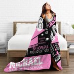 Personalized Multicolour Class of 2026 Bachelor Cap Soft Graduation Blanket with Text Graduation Inspirational Gift for Graduates