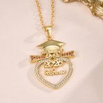 Personalisierte Grad Cap Herz Halskette mit Geburtsstein Name und Jahr Klasse von 2026 Graduierung Geburtstag Geschenk für Absolventen