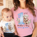Personalised Cute Teddy Bear 100% Cotton T-shirt Baby Bodysuit with Name Birthday 1st Mother's Day Gift for Mother Baby