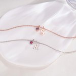 Personalised Initial Pendant Sterling Silver Necklace with Heart Birthstone Dainty Jewellery Anniversary Birthday Gift for Women