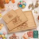 Personalized Engraved Easter Bunny Design FSC Bamboo Charcuterie Cutting Board with Text and Juice Groove Kitchen Decor Easter Gift for Family Friend