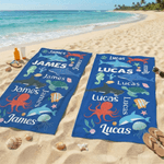 Personalised Cute Ocean Creature Quick Dry Oversized Microfiber Beach Towel with Name Travel Essentials Beach Party Birthday Gift for Friends Kids