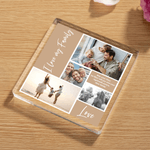 Personalisierte Multi-Color 4 Fotos Quadrat Acryl Plaque Desktop Ornament mit Titel und Text Muttertag Geburtstag Geschenk für Mama Familie