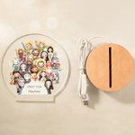 Personalized Watercolor Cartoon Holy Saints of Heaven LED Night Light with Name and Wooden Base Room Decor Birthday Gift for Newborns Catholics