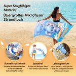Personalisiertes Cartoon-Surf-Tier Strandtuch | mit Namen | schnelltrocknend | Sommer Urlaub Pool Geburtstag Geschenk für Kinder