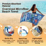 Personalised Cute Ocean Creature Quick Dry Oversized Microfiber Beach Towel with Name Travel Essentials Beach Party Birthday Gift for Friends Kids