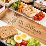 Personalised Engraved Happy Easter Bunny Acacia Marble 11 Pcs Cutting Board Coaster Set with Bowl and Spoon Easter Housewarming Gift for Mother Family